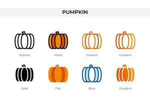 pumpkin icon in different style. pumpkin vector icons designed in outline, solid, colored, filled, gradient, and flat style. Symbol, logo illustration. Vector illustration