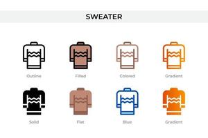 sweater icon in different style. sweater vector icons designed in outline, solid, colored, filled, gradient, and flat style. Symbol, logo illustration. Vector illustration