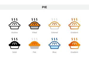 pie icon in different style. pie vector icons designed in outline, solid, colored, filled, gradient, and flat style. Symbol, logo illustration. Vector illustration