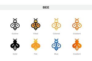 bee icon in different style. bee vector icons designed in outline, solid, colored, filled, gradient, and flat style. Symbol, logo illustration. Vector illustration