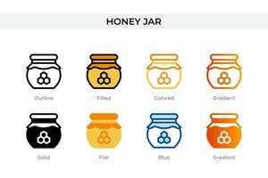 honey jar icon in different style. honey jar vector icons designed in outline, solid, colored, filled, gradient, and flat style. Symbol, logo illustration. Vector illustration