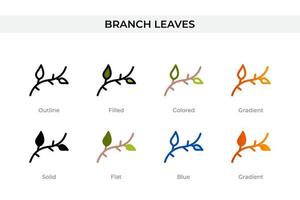 branch leaves icon in different style. branch leaves vector icons designed in outline, solid, colored, filled, gradient, and flat style. Symbol, logo illustration. Vector illustration