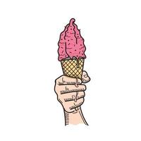 mano dibujar cono de helado 2 vector