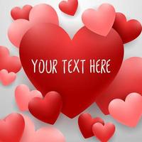 Happy valentines day with red heart on white background vector