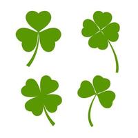 Set of green clover leaves isolated on white background vector