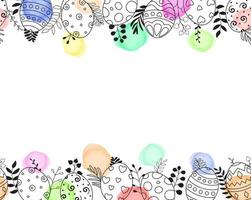 Doodle of easter eggs set collection with ornaments and colored eggs on white background vector