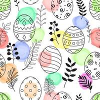 Doodle of easter eggs set collection with ornaments and colored eggs on white background vector