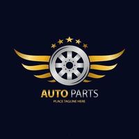 Auto parts icon and winged wheel. vector illustration