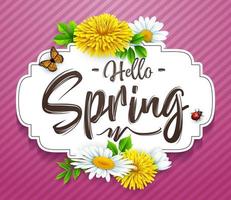 Spring background with several flower wreath. vector illustration