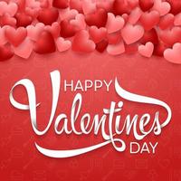 Happy valentines day background with red heart vector