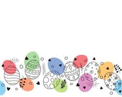 Doodle of easter eggs set collection with ornaments and colored eggs on white background vector