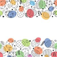 Doodle of easter eggs set collection with ornaments and colored eggs on white background vector