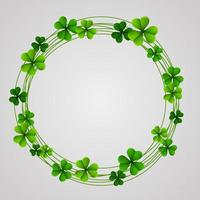 Saint Patrick's Day background with shamrock leaves round frame vector