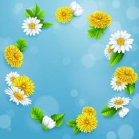 Spring background with several flower wreath. vector illustration