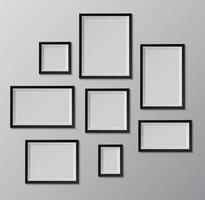 Set of black photo frames vector