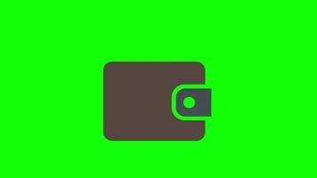 Wallet with dollars icon loop animation with alpha channel, transparent background, ProRes 444 video