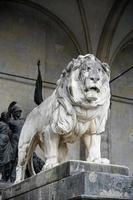 Munich, Germany, 2014. Statue of Lion at Feldherrnhalle in Munich photo