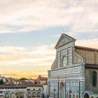 Florence, Italy. Sunset light on Santa Maria Novella - Holy Mary Church - nobody and copy space. photo