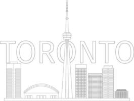 Toronto coloring page, building coloring page, modern building coloring page. vector