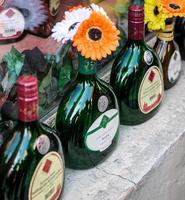 Rothenburg, Germany, 2014. Bottles of wine on display outside a shop in Rothenburg photo