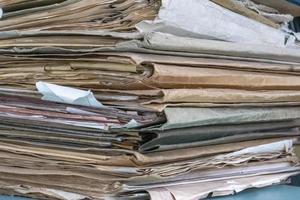 Many Old Document Folders in the Library. Close up photo