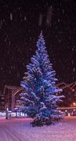 snowy streets of the Alpine mountain village photo