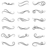 vector illustration set of border calligraphic design elements and dividers decorative, Vintage swirl line