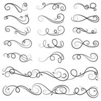 vector illustration set of border calligraphic design elements and dividers decorative, Vintage swirl line