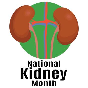 mes nacional del riñón, idea para un afiche, pancarta, volante o postal sobre un tema médico vector