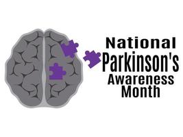 National Parkinsons Awareness Month, Idea for a horizontal poster, banner, flyer or postcard on a medical theme vector