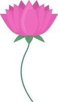 Pink blooming flower semi flat color vector object. Editable element. Full sized item on white. Diwali decoration. Indian lotus simple cartoon style illustration for web graphic design and animation