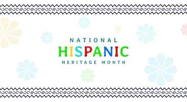 Hispanic heritage month. Abstract floral ornament background design, retro style with text, geometry vector