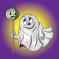 cute ghost and pumpkin are joking vector