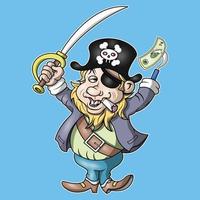 a pirate is tearing his money vector