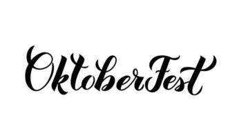 Oktoberfest calligraphy hand lettering isolated on white. Traditional Bavarian beer festival. Easy to edit vector template for your logo design, banner, poster, flyer, t-shirt, invitation, etc.