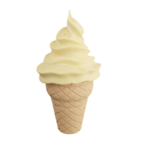 Crème glacée à la vanille de rendu 3d sur fond transparent png