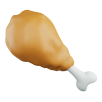 3d renderização de asa de frango frito e osso em fundo transparente png