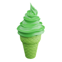 3D rendering helado de té verde sobre fondo transparente png