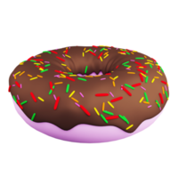 rosquinha de chocolate de renderização 3D em fundo transparente png