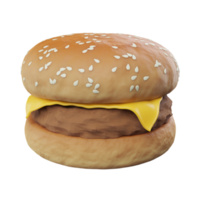3D rendering S size hamburger on transparent background png