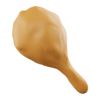 3d renderização de asa de frango frito em fundo transparente png