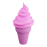 3D rendering strawberry ice cream on transparent background png