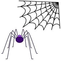 Spider and web in doodle technique vector illustration