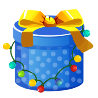 caixa azul de presente de natal com laço png