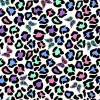 patrón de leopardo sin fisuras con mariposas. se puede utilizar para diseño gráfico, diseño textil o diseño web. vector