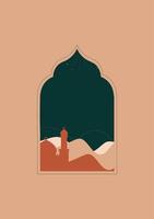 oriental style Islamic windows and arches with mosque object vector