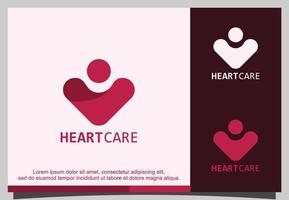 Heart care logo vector design