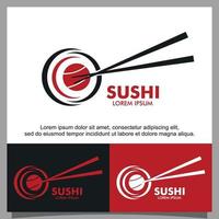 Oriental japanese sushi logo design template vector