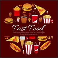 Fast food menu card vector design element