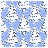 Christmas snowy pine and fir tree seamless pattern vector